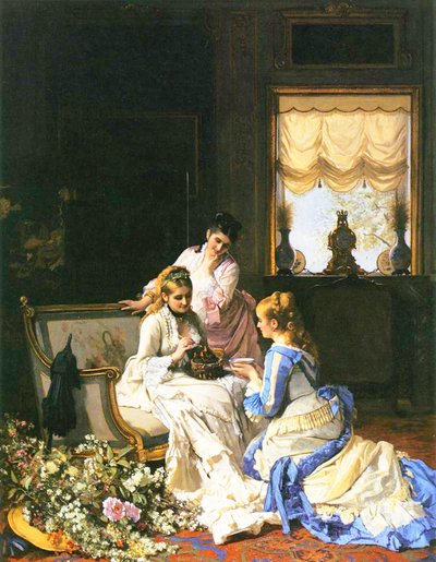 Niñas con un nido de Charles Baugniet